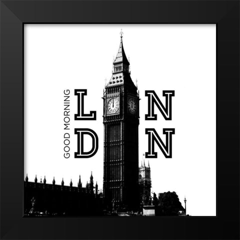 Good Morning London Black Modern Wood Framed Art Print by Navas, Emily