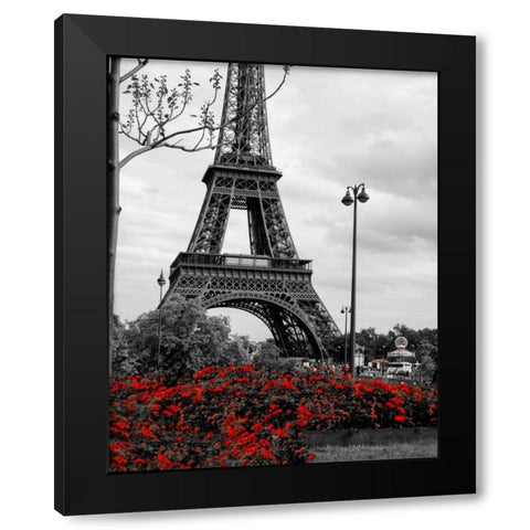 Eiffel Tower with Red Pop Black Modern Wood Framed Art Print by Navas, Emily