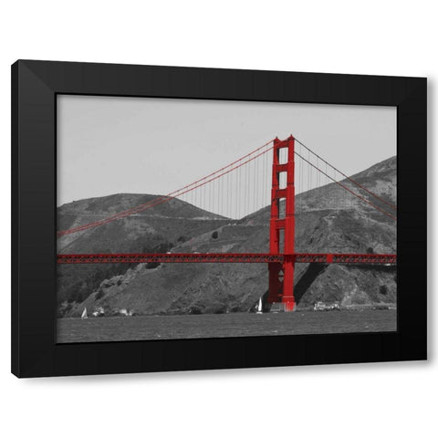 Golden Gate Bridge with Red Pop Border Black Modern Wood Framed Art Print with Double Matting by Navas, Emily