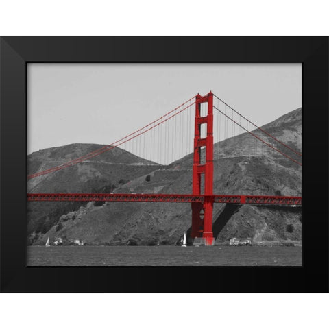 Golden Gate Bridge with Red Pop Border Black Modern Wood Framed Art Print by Navas, Emily