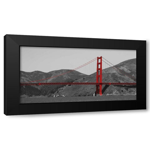 Golden Gate Bridge with Red Pop Black Modern Wood Framed Art Print with Double Matting by Navas, Emily