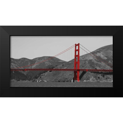 Golden Gate Bridge with Red Pop Black Modern Wood Framed Art Print by Navas, Emily