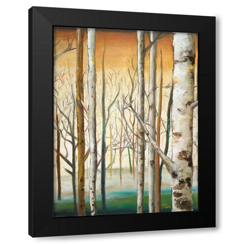 Gold Birch Forest II Black Modern Wood Framed Art Print with Double Matting by Pinto, Patricia
