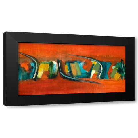 Orange Rhythm Black Modern Wood Framed Art Print by Loreth, Lanie