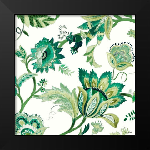 Green Capri Floral I Black Modern Wood Framed Art Print by Loreth, Lanie