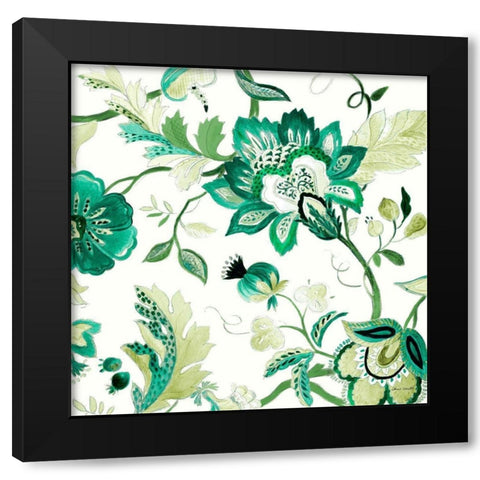 Green Capri Floral II Black Modern Wood Framed Art Print with Double Matting by Loreth, Lanie