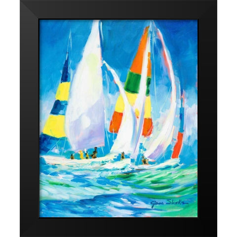 Come Sail Away Black Modern Wood Framed Art Print by Slivka, Jane
