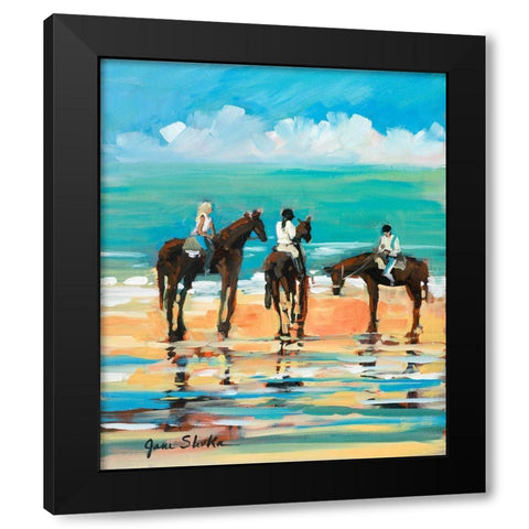 Horses on the Beach Black Modern Wood Framed Art Print by Slivka, Jane