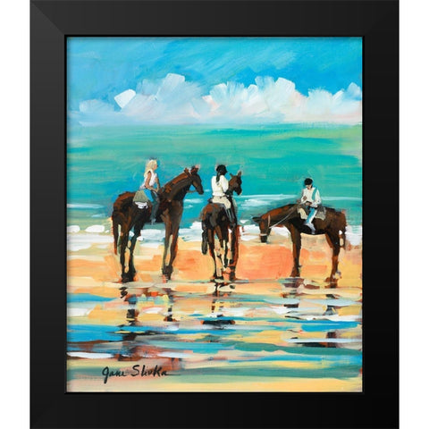 Horses on the Beach Black Modern Wood Framed Art Print by Slivka, Jane