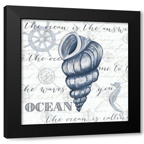 Indigo Shell III Black Modern Wood Framed Art Print by Ritter, Gina