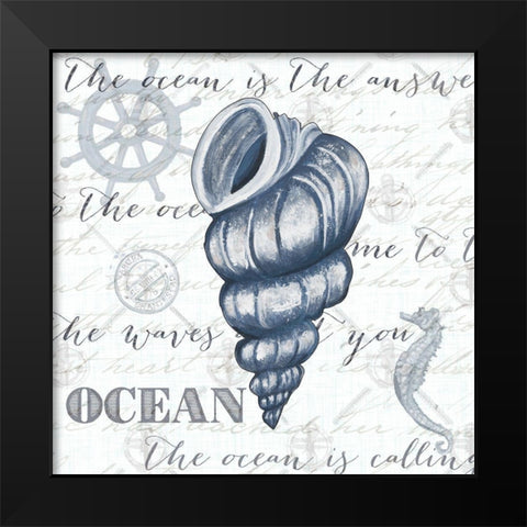 Indigo Shell III Black Modern Wood Framed Art Print by Ritter, Gina