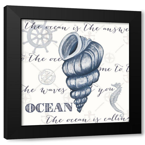 Indigo Ocean Treasures I Black Modern Wood Framed Art Print with Double Matting by Ritter, Gina