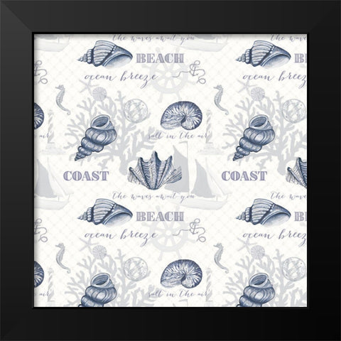 Indigo Ocean Pattern Black Modern Wood Framed Art Print by Ritter, Gina