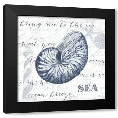 Indigo Shell II Black Modern Wood Framed Art Print with Double Matting by Ritter, Gina