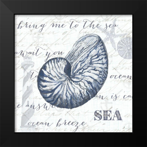 Indigo Shell II Black Modern Wood Framed Art Print by Ritter, Gina