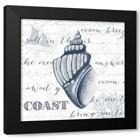 Indigo Shell IV Black Modern Wood Framed Art Print with Double Matting by Ritter, Gina