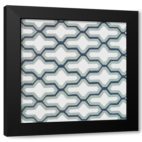 Blue Lattice Pattern II Black Modern Wood Framed Art Print with Double Matting by Loreth, Lanie