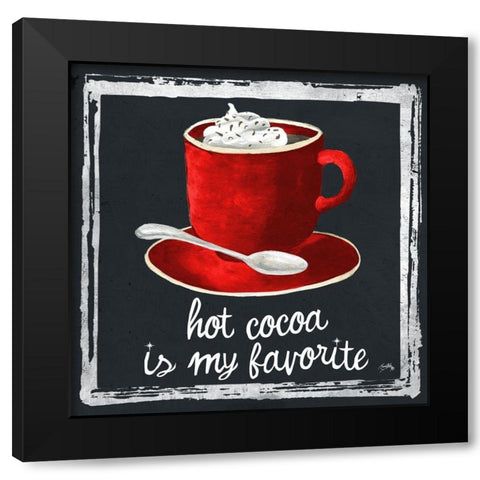 Whimsical Hot Cocoa Holiday I Black Modern Wood Framed Art Print with Double Matting by Medley, Elizabeth