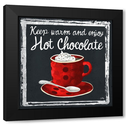 Whimsical Hot Cocoa Holiday III Black Modern Wood Framed Art Print with Double Matting by Medley, Elizabeth