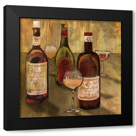 Bottle of Wine I Black Modern Wood Framed Art Print with Double Matting by Medley, Elizabeth
