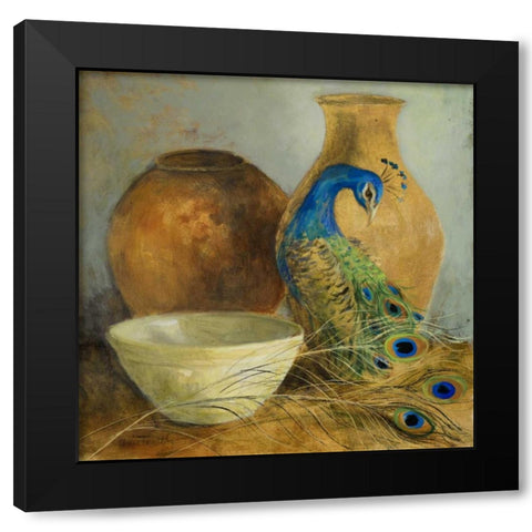 Peacock Vessels II Black Modern Wood Framed Art Print with Double Matting by Loreth, Lanie