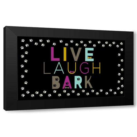 Run, Play, Wag Black Modern Wood Framed Art Print by SD Graphics Studio