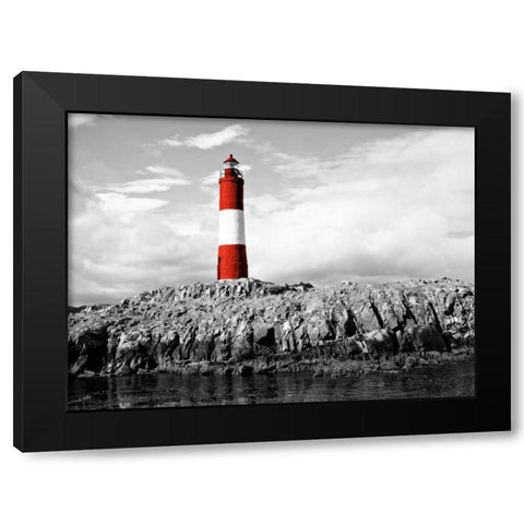 Lighthouse Border Black Modern Wood Framed Art Print with Double Matting by Coppel, Anna