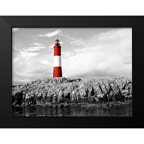 Lighthouse Border Black Modern Wood Framed Art Print by Coppel, Anna