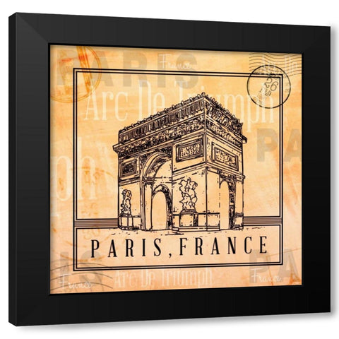 Paris Stamp I Black Modern Wood Framed Art Print by Ritter, Gina