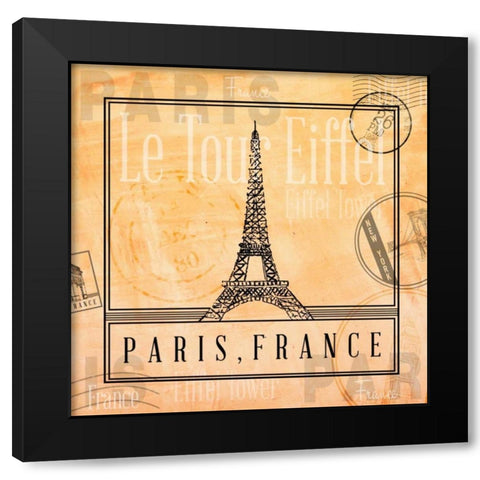 Paris Stamp II Black Modern Wood Framed Art Print with Double Matting by Ritter, Gina