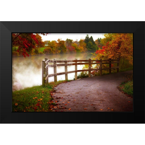Misty Lake Path Black Modern Wood Framed Art Print by Poynter, Kelly