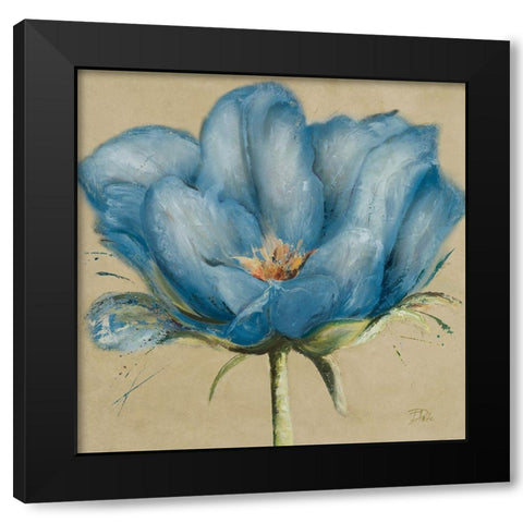 Blue Double Tulips II Black Modern Wood Framed Art Print with Double Matting by Pinto, Patricia