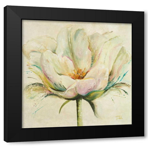 White Double Tulips II Black Modern Wood Framed Art Print with Double Matting by Pinto, Patricia