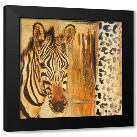 New Safari on Gold Square I Black Modern Wood Framed Art Print with Double Matting by Pinto, Patricia