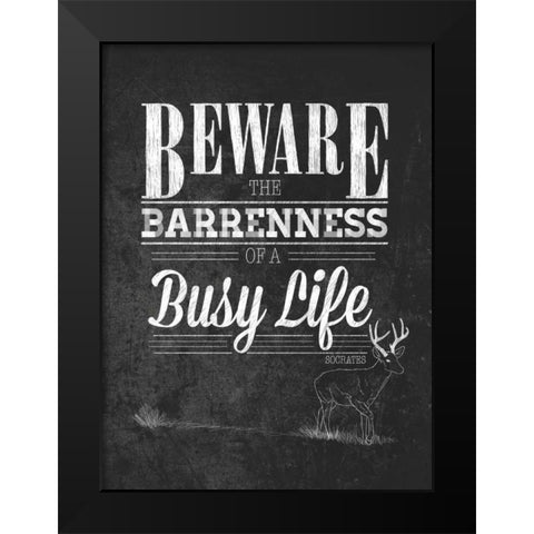 Beware with Border Black Modern Wood Framed Art Print by Sundance Studio