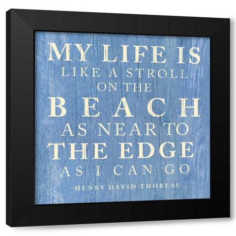 Stroll On The Beach Black Modern Wood Framed Art Print by SD Graphics Studio
