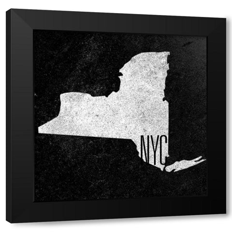 NY Chalk Border Black Modern Wood Framed Art Print by Sundance Studio