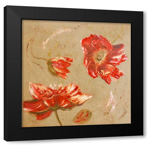 Dance of Poppies II Black Modern Wood Framed Art Print with Double Matting by Pinto, Patricia