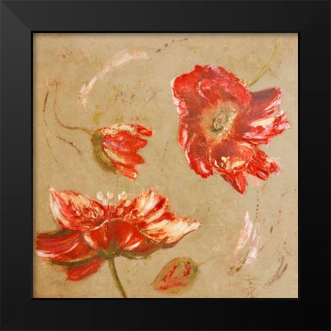 Dance of Poppies II Black Modern Wood Framed Art Print by Pinto, Patricia