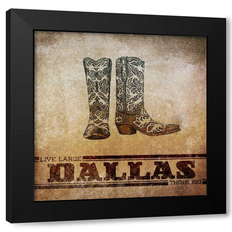 Dallas Border Black Modern Wood Framed Art Print with Double Matting by Sundance Studio