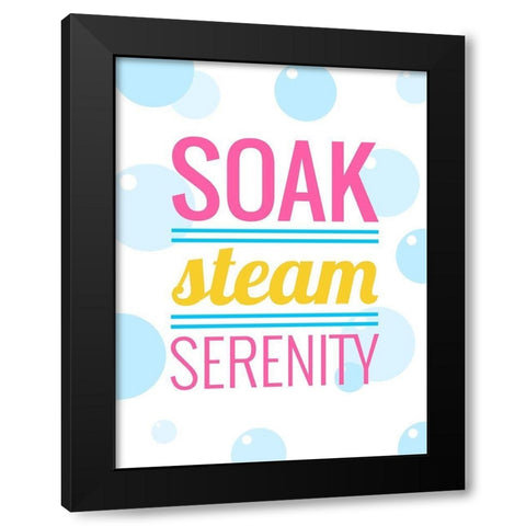 Soak, Steam, Serenity Black Modern Wood Framed Art Print with Double Matting by SD Graphics Studio