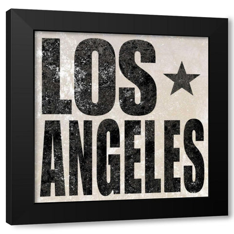 Los Angeles Border Black Modern Wood Framed Art Print by Sundance Studio