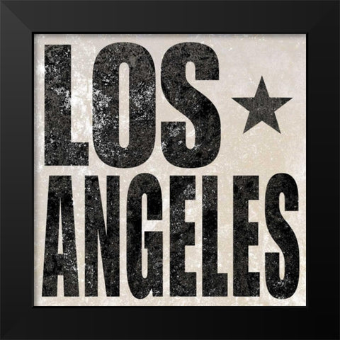 Los Angeles Border Black Modern Wood Framed Art Print by Sundance Studio