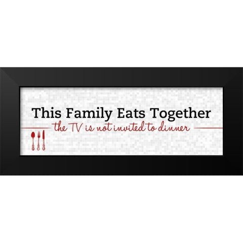 Family Eats Together Black Modern Wood Framed Art Print by SD Graphics Studio