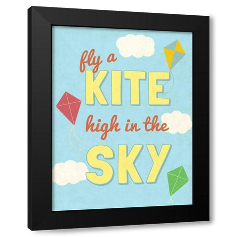 Fly a Kite Black Modern Wood Framed Art Print by SD Graphics Studio