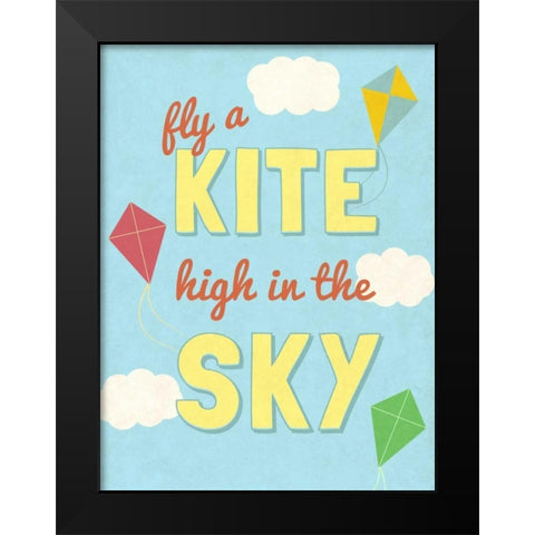 Fly a Kite Black Modern Wood Framed Art Print by SD Graphics Studio