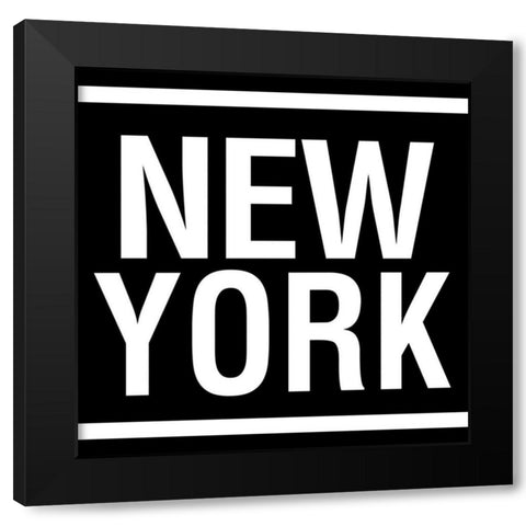 New York Square Black Modern Wood Framed Art Print by SD Graphics Studio
