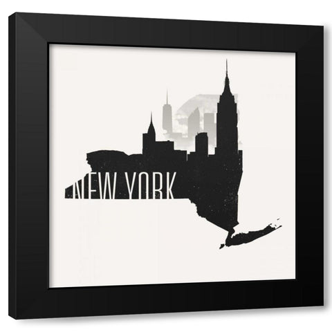 New York Skyline Black Modern Wood Framed Art Print with Double Matting by SD Graphics Studio