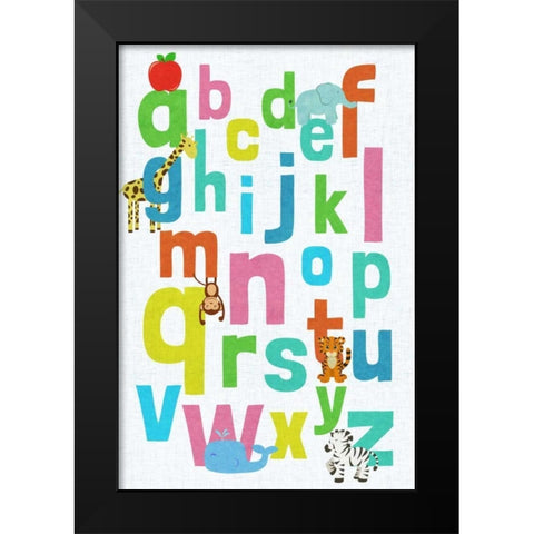 Alphabet Black Modern Wood Framed Art Print by SD Graphics Studio
