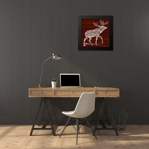 Moose Text Black Modern Wood Framed Art Print by SD Graphics Studio